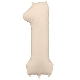 PartyDeco Folienballon Zahl 1 Beige matt