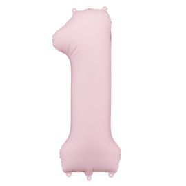 PartyDeco Folienballon Zahl 1 Rosa matt