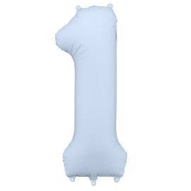 PartyDeco Folienballon Zahl 1 Hellblau matt