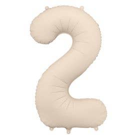 PartyDeco Folienballon Zahl 2 Beige matt
