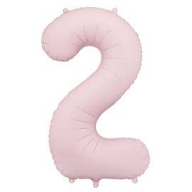 PartyDeco Folienballon Zahl 2 Rosa matt