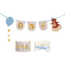 PartyDeco Girlande und Krone Teddybär