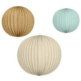 PartyDeco Papierlaternen-Set Hellblau, Braun, Creme