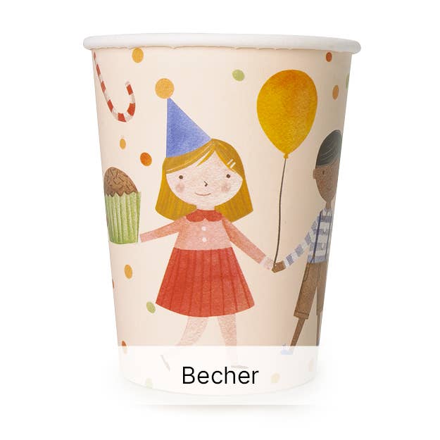 Pappbecher papierbecher Kindergeburtstag Einwegbecher Geburtstag bunt trinkbecher 